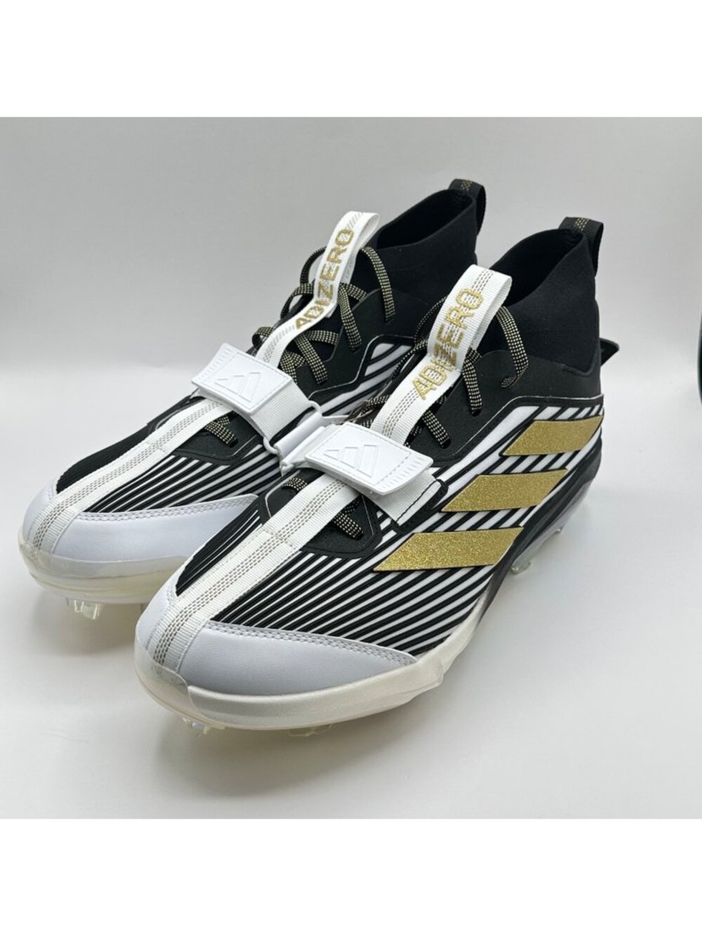 Men’s adidas Adizero Edge+ Cleats 'Core Black/Gold Metallic JQ7464 Size12 NEW
